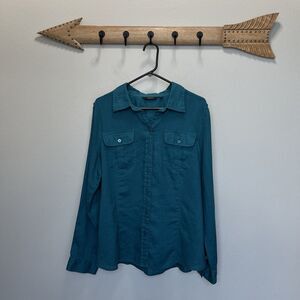 Teal Button-Up Blouse